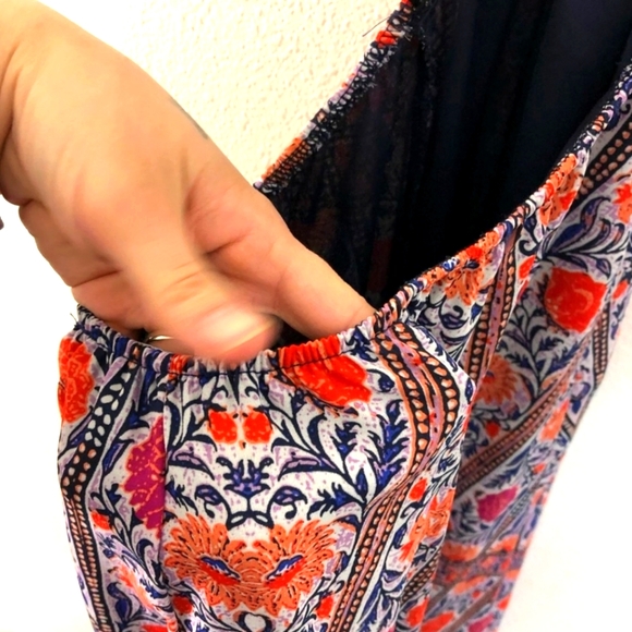 Lulus White, Blue, Orange Patterned Maxi Dress (L) - Picture 8 of 11